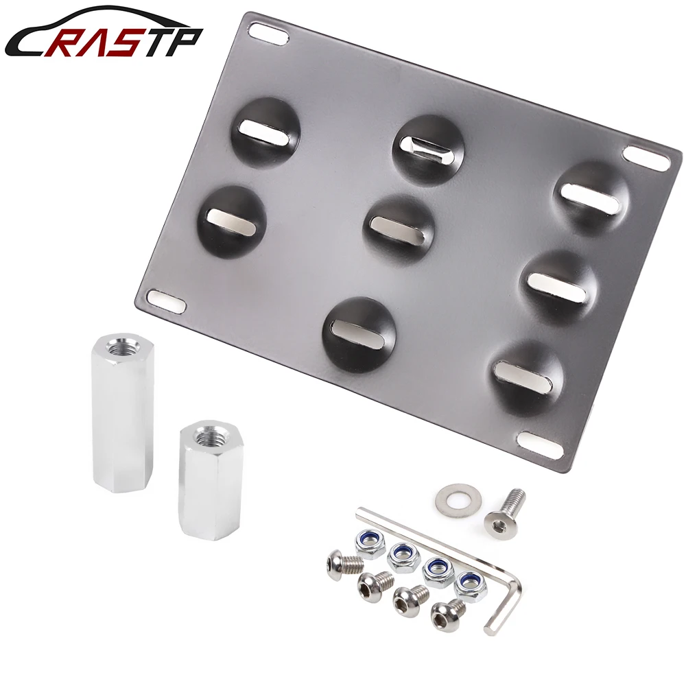 

RASTP-Front Bumper Tow Hook License Plate Mounting Bracket Holder Aluminum Adjustable Car License Plate RS-BTD013