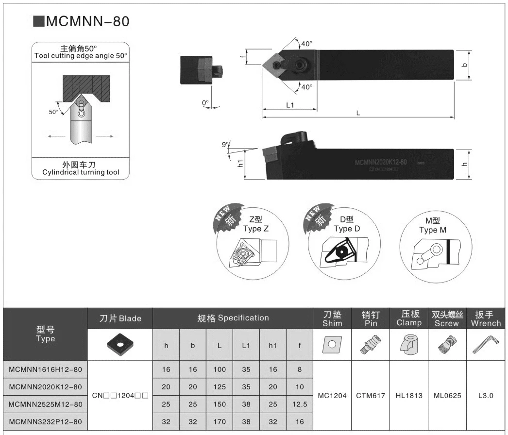 BEYOND 50° MCMNN-80 MCMNN1616H12 MCMNN2020K12 MCMNN2525M12-80 portaherramientas de torno externo 25x25 CNC inserto de torneado uso CNMG