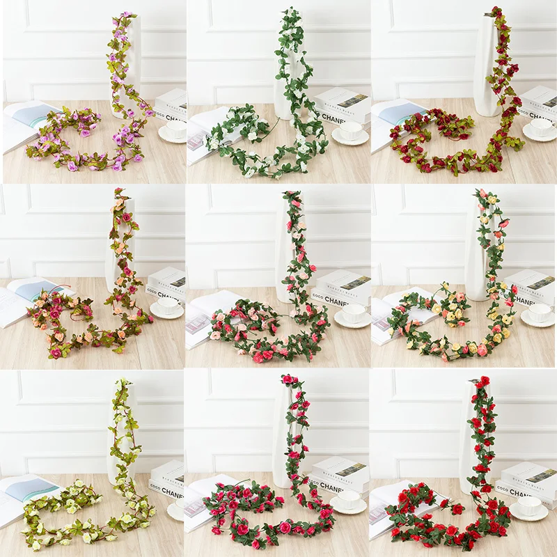 5Pcs 2.5m Artificial Flower Garland Fake Rose Hanging Flower Vines for Home Hotel Office Wedding Party Birthday Decor