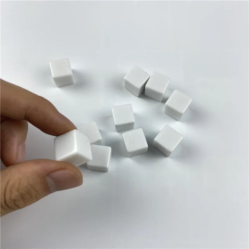 12/14/16/18/20mm 10pcs White Blank Dice Set Acrylic Vertical Angle D6 Blank RPG Dice Write DIY Carving Children Teaching Dice