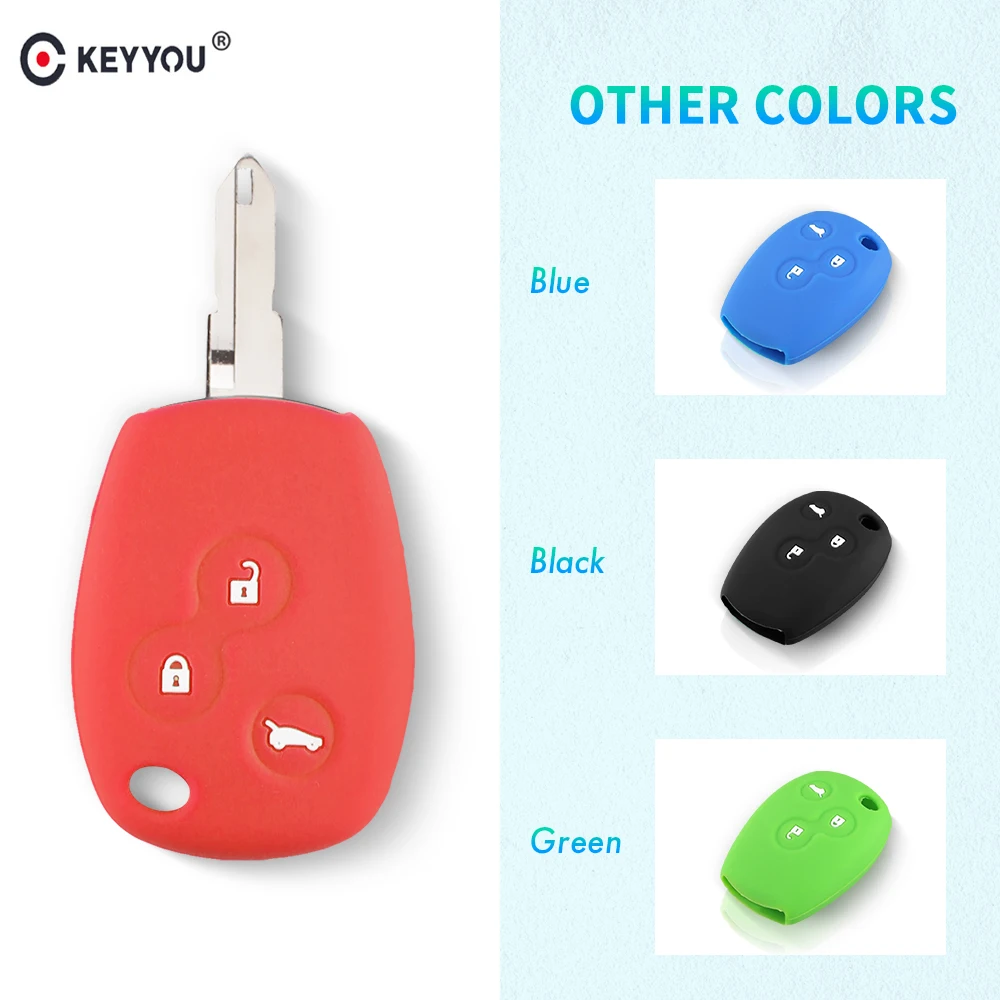 KEYYOU Silicone Rubber 3 Buttons Car Remote Key Case Cover For Renault Clio Scenic Megane Duster Sandero Captur Twingo Modus