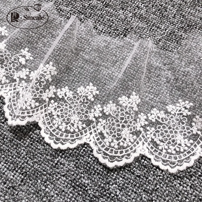 Embroidered Lace Fabric, Ivory Cotton Wire, DIY Handmade Lace Materials, Clothing Accessories, Width 11cm,