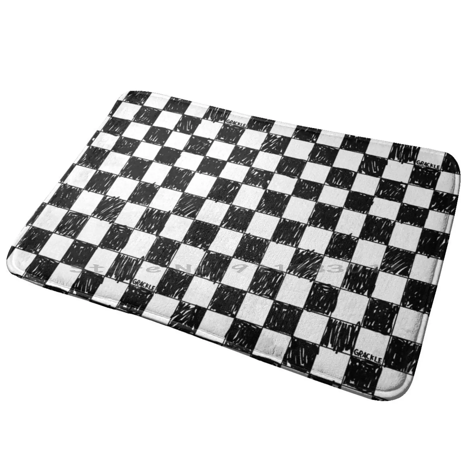 Doodle Checkerboard Entrance Door Mat Bath Mat Rug Made By Her Lettering Famous Music Hip Hop Country Lil Video Clip Hit Top1