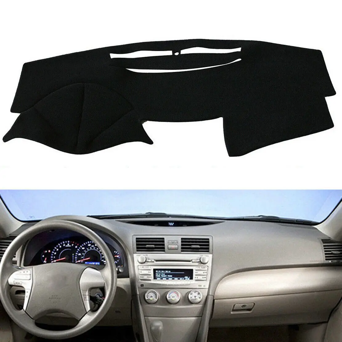 

For Toyota Camry 2007-2011 Black Front Dashboard Cover Carpet Car Dash Board Heat Proof Mat Anti-Sun Shield Pad Shade Strip Trim