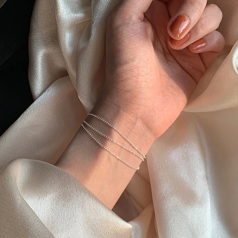 VENTFILLE 925 Sterling Silver Three-layer Flash Beaded Bracelet For Women INS Temperament Girlfriend Gift Jewelry Accessories