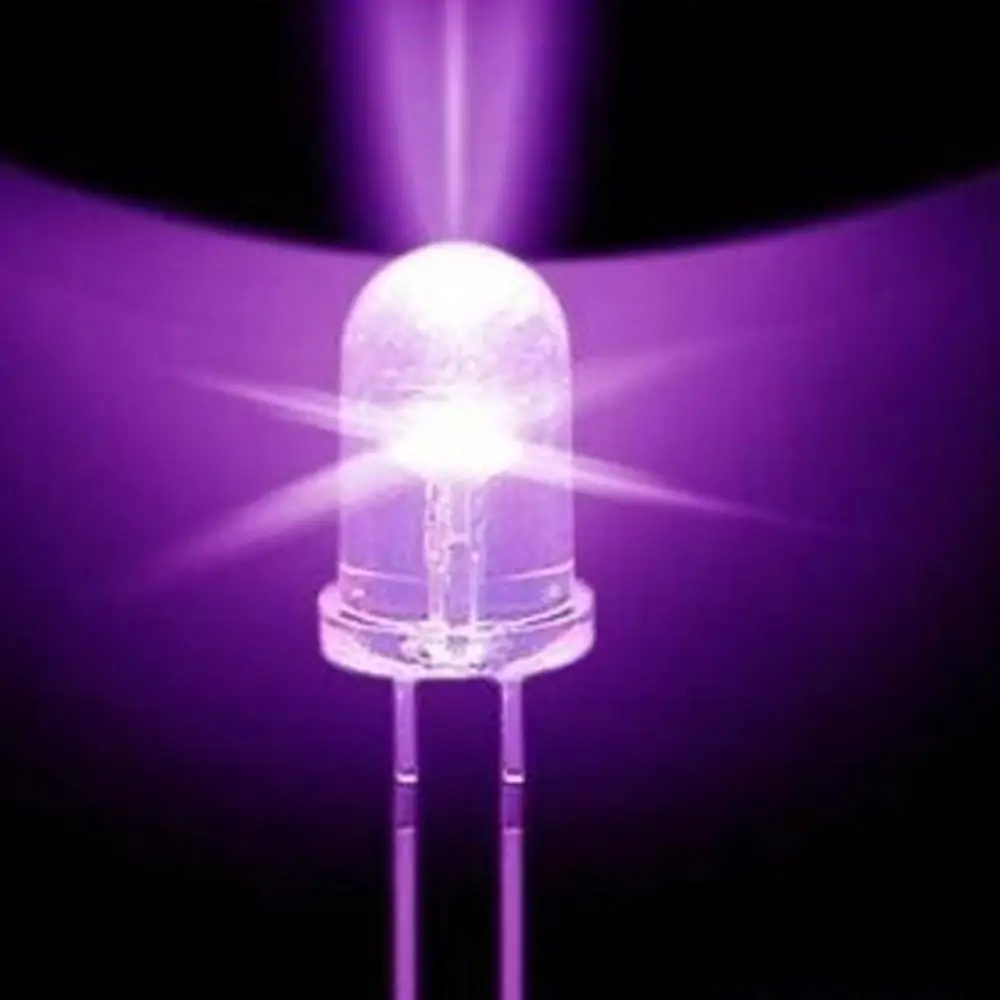 30PCS Super Bright F5 5mm Round UV/ Purple LED Emitting Diode 390-395nm Purple Lamp F5 LED light for DIY lights