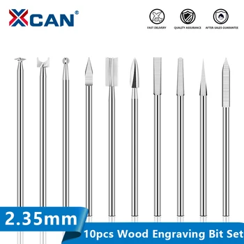 XCAN Ahşap Gravür Matkap Ucu 10 adet 2.35mm Shank freze kesicisi Ağaç İşleme Delme Araçları Oyma Bıçakları Bit