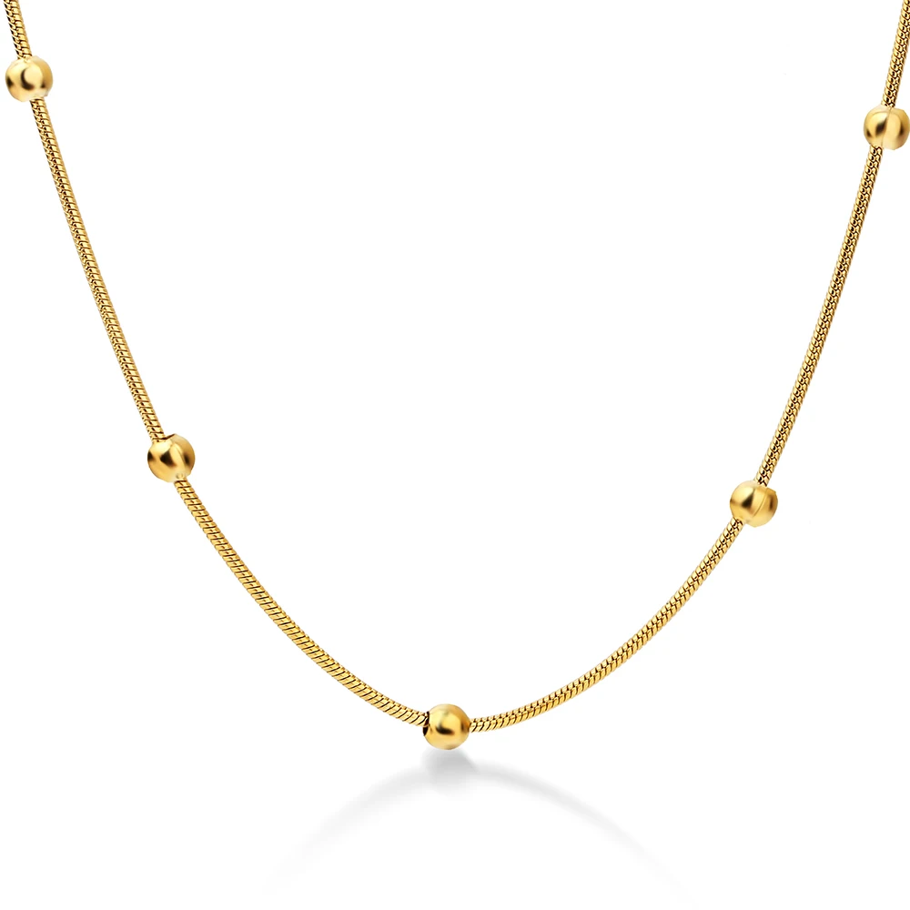 NIBA 316L Edelstahl Gold-farbe Runde Kugel Anhänger Halskette Link Kette Halskette Mode Schmuck Für Frauen oder Männer – Detail 1