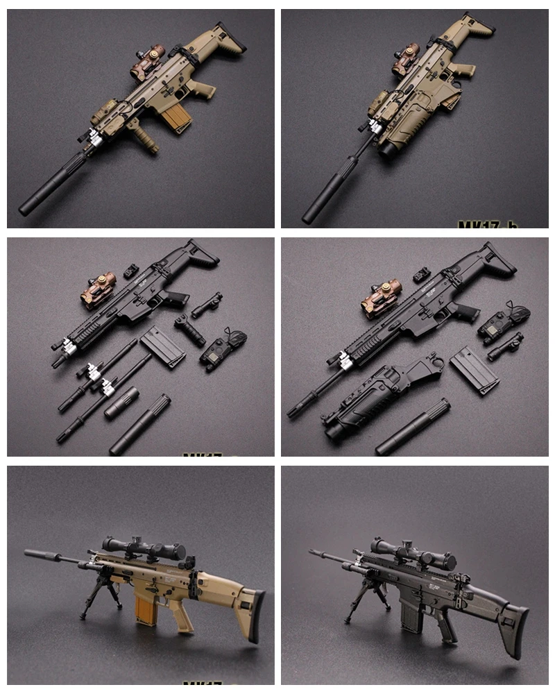 

Best Sell Scale 1/6th Minitimes Toys Weapon Gun MK17 Can't Be Fired Model For Doll Action Scene Component