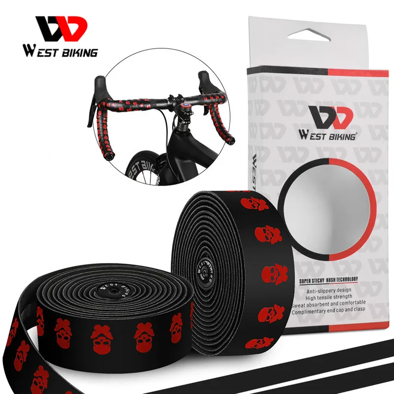 WEST BIKING Bike Handlebar Tape EVA PU Road Bicycle Handlebar Tape Anti-slip Shock Absorption Cycling Wrap End Plug Accessories