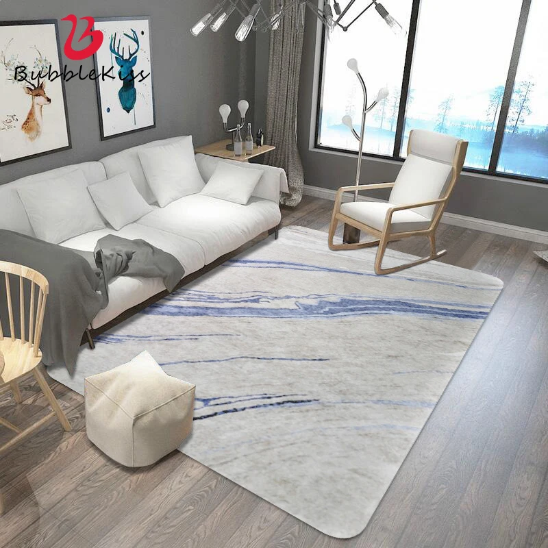 

Bubble Kiss Nordic Style Carpet Abstract Design Carpet Non-Slip Bedroom Rug Blue White Quicksand Pattern Carpet For Living Room