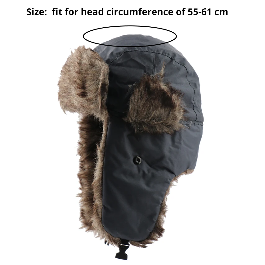 CAMOLAND Military Army Soviet Badge Winter Bomber Hat Women Men Russian Ushanka Hat Faux Fur Earflap Caps Waterproof Snow Cap