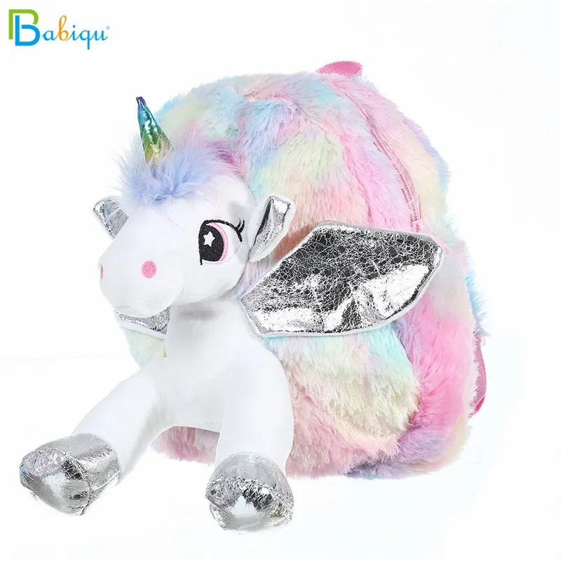 

28CM Lovely Colorful Unicorn Plush Backpack Toy Kawaii Soft Schoolbag for Children Kids Fashion Travel Bag Girls Birthday Gift