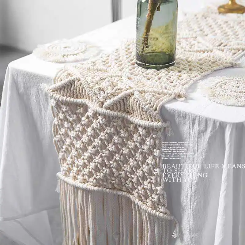 32x200CM Hollow Out Macrame Table Runner Boho Wedding Decoration Morocco Nordic Style Birthday Party Supplies Tablecloth runners