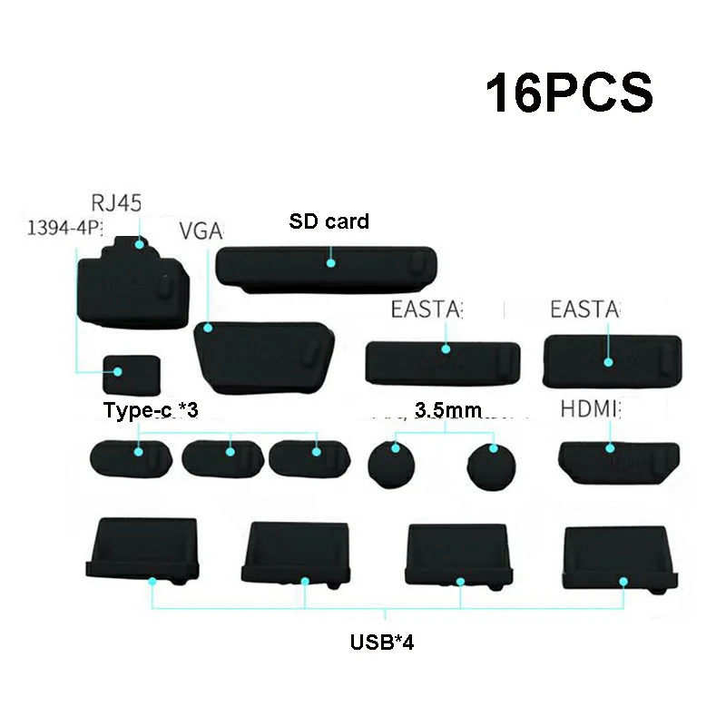 16 teile/satz Bunte Silikon Anti Staub Stecker Abdeckung Stopper Typ C Laptop Staubdicht USB Port HDMI RJ45 Interface wasserdicht – Detail 5