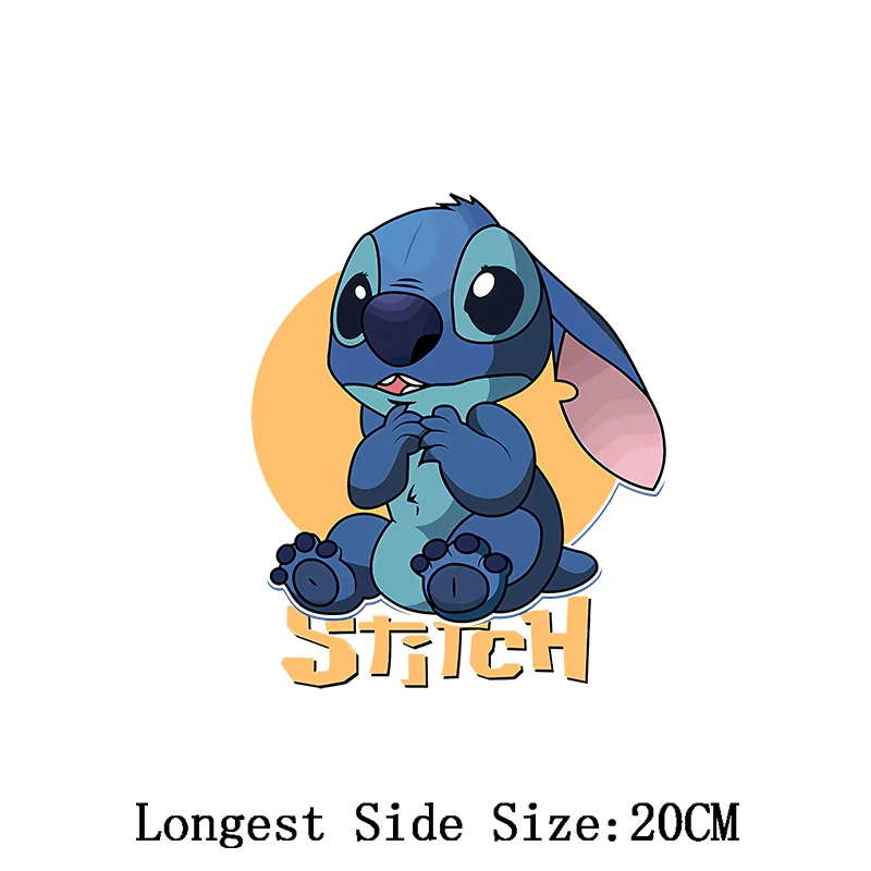 Lilo & Stitch Cartoon Stitch Patch Iron on Heat Transfer Sticker for Women Kids T-shirt Cartoon Iron-on Transfers for Clothing