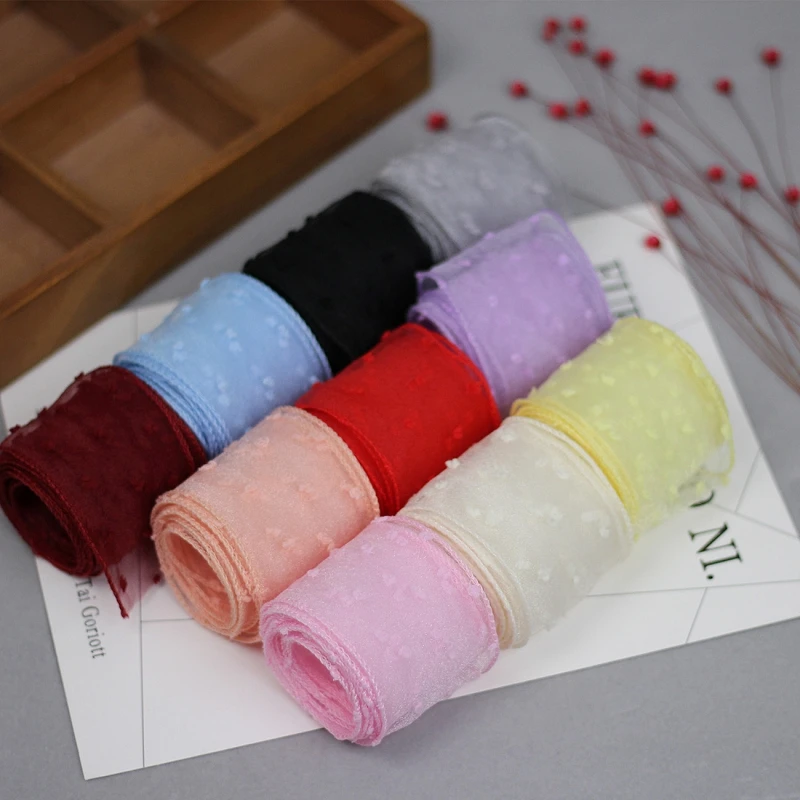 52Yards Tulle Ribbon Organza Mesh Fabric Belt DIY Craft Accessories Hair Clip Bow Cake Topper Supplies Dropshipping