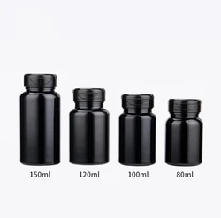 100pcs 80ml/100ml/120ml/150ml Black PET Bottles,Capsules/Pills/Powder/Vitamin Plastic Empty Bottle with Flip Caps SN601