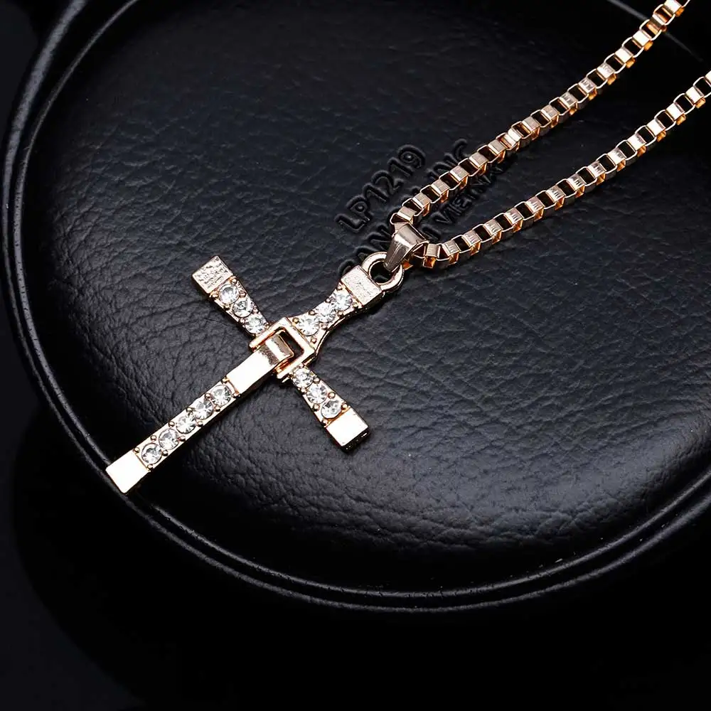 Fashion Male Necklaces & Pendants Fashion Movie Jewelry The Fast and The Furious Toretto Men Classic Cross Pendant Necklace