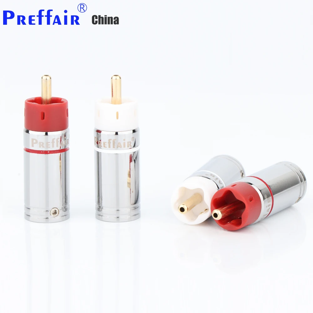 R1723 Preffair 4 Stück Star Line versilberte/vergoldete Cinch-Stecker Audiosignalanschlüsse mit Gehäuseln aus Aluminiumlegierung – Detail 5