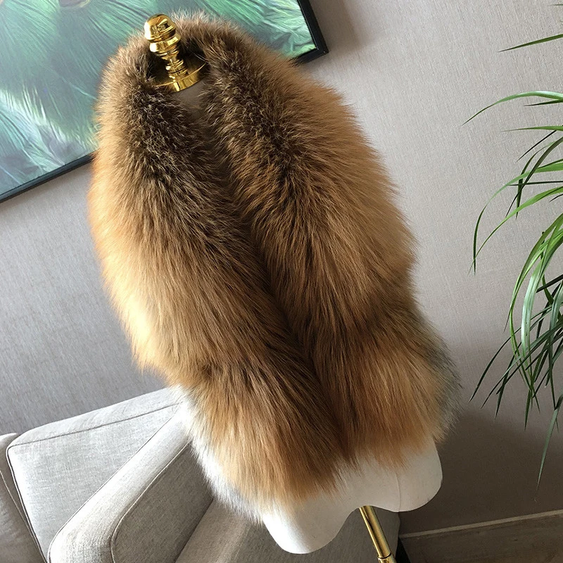 Genuine Real Fox Fur Collar Shawl 100% Natural Fox Scarf For Women Neck Warm Fur Muffler Whole Fox Big Scarves Female Wrap