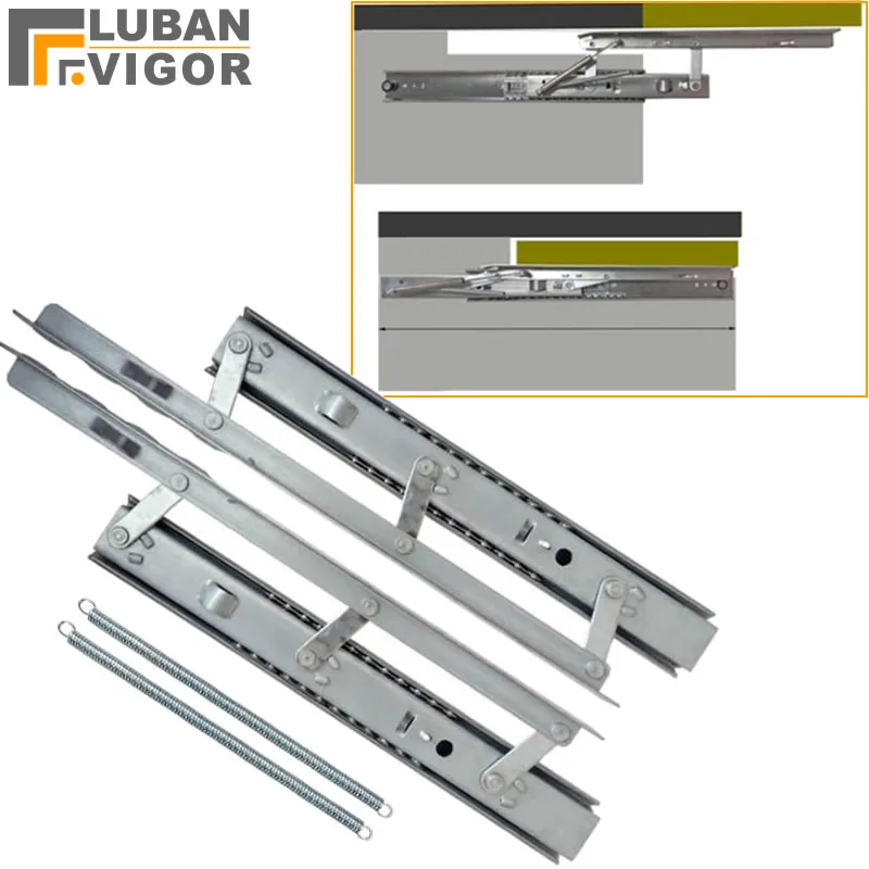 

table slide lifting rail hinge Telescopic folding dining table Bracket rail save space With hydraulic buffer Furniture Hardware