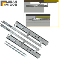 table slide lifting rail hinge Telescopic folding dining table Bracket rail save space With hydraulic buffer Furniture Hardware
