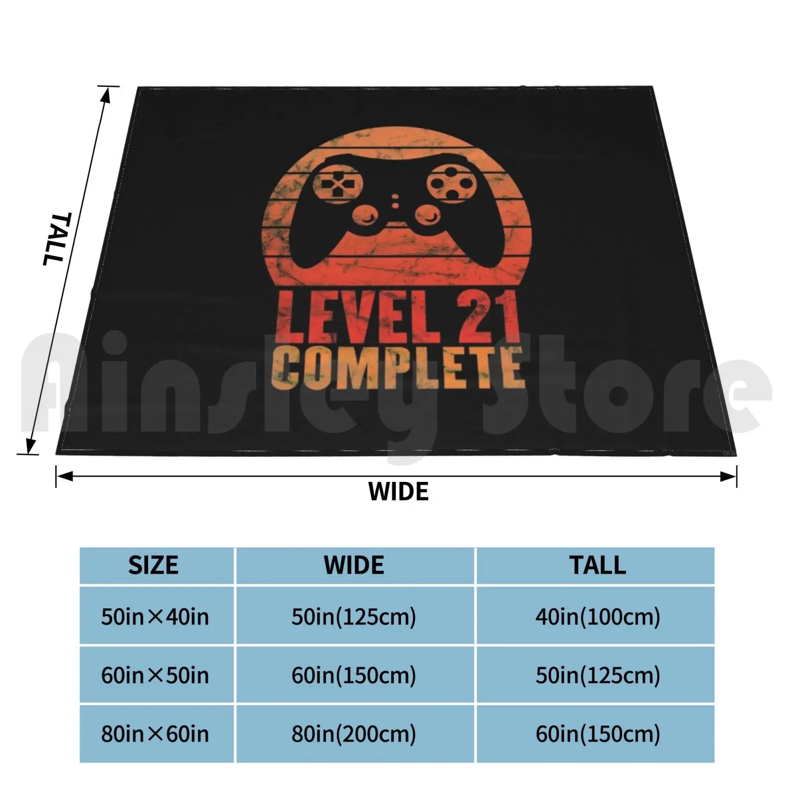 Level 21 Complete Vintage Shirt 21th Wedding Anniversary Tee Blanket For Sofa Bed Travel Anniversary Gamers Gift