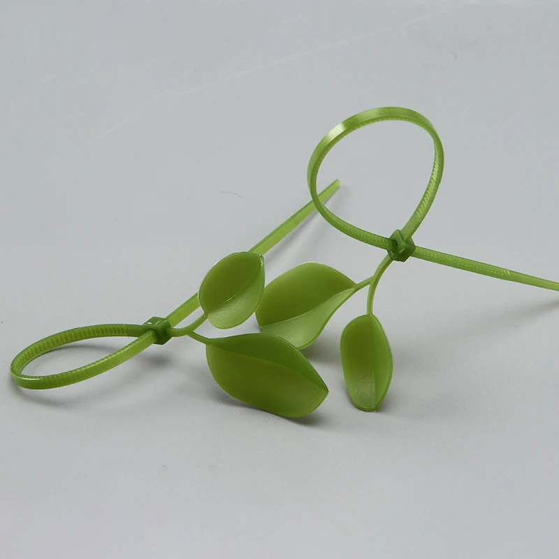 2.7mm wide Christmas tree lashing nylon cable tie Nylon plastic cable automatic loop leaf-shaped green nylon cable tie