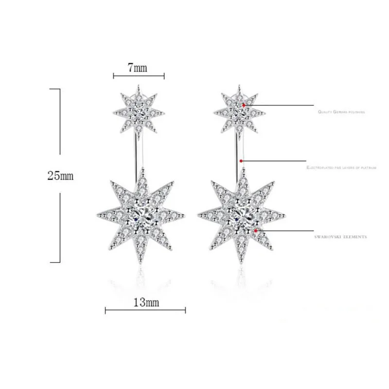 Newest Fashion 925 silver needle Sparkling Crystal Zirconia Starlight Piercing Stud Earrings For Women brincos S-E216 image 5