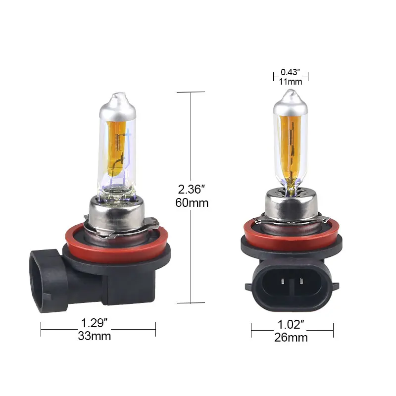 2pcs High Power 55w Car Headlights Halogen Bulb H11 55W 12V 2300K Gold Yellow Halogen Fog Lights h11 55w Car Light Source