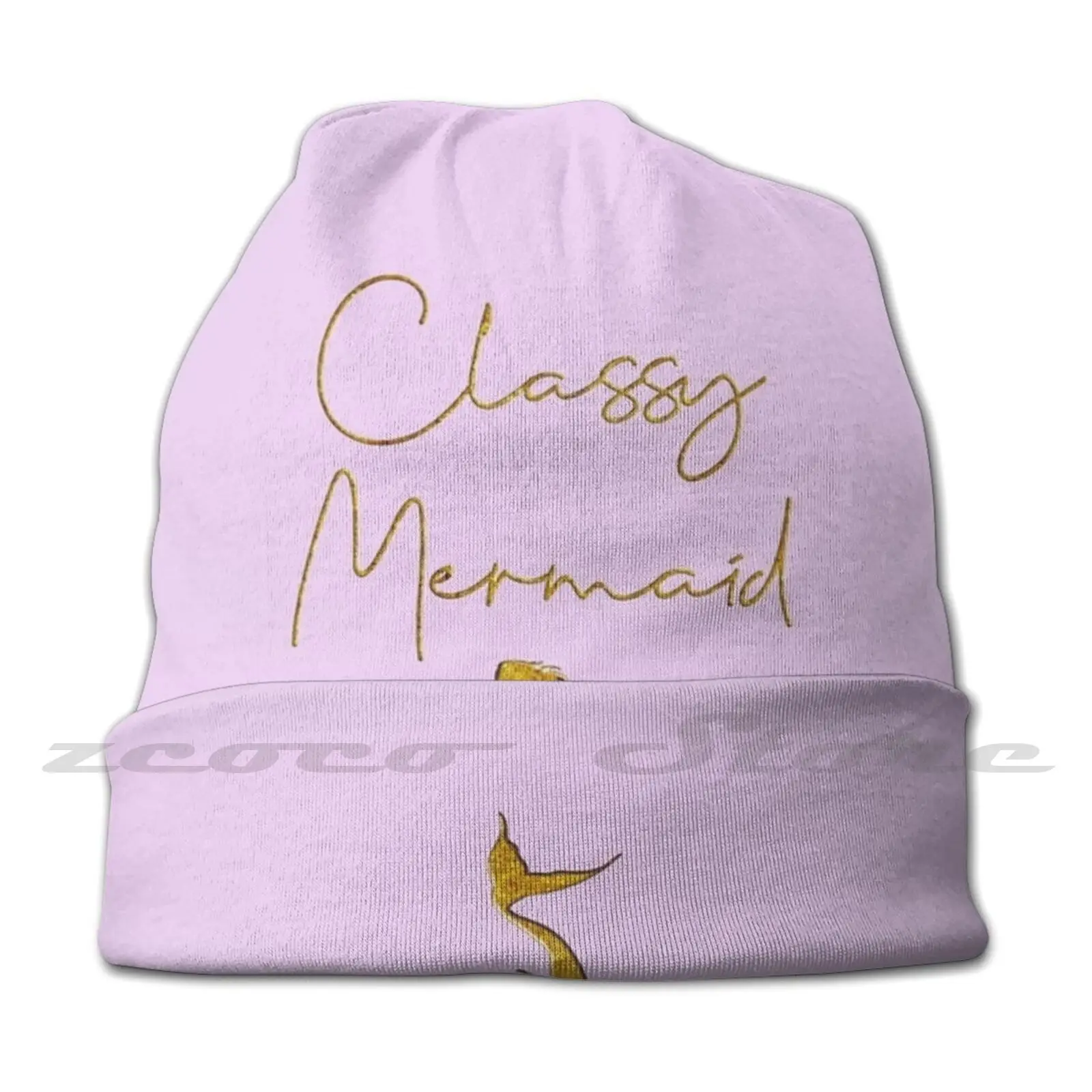 Classy Mermaid Gold T Shirt And Accessories Personalized Pattern Knit Hats Plus Size Elastic Soft Cap Mermaid Sea Beach Summer