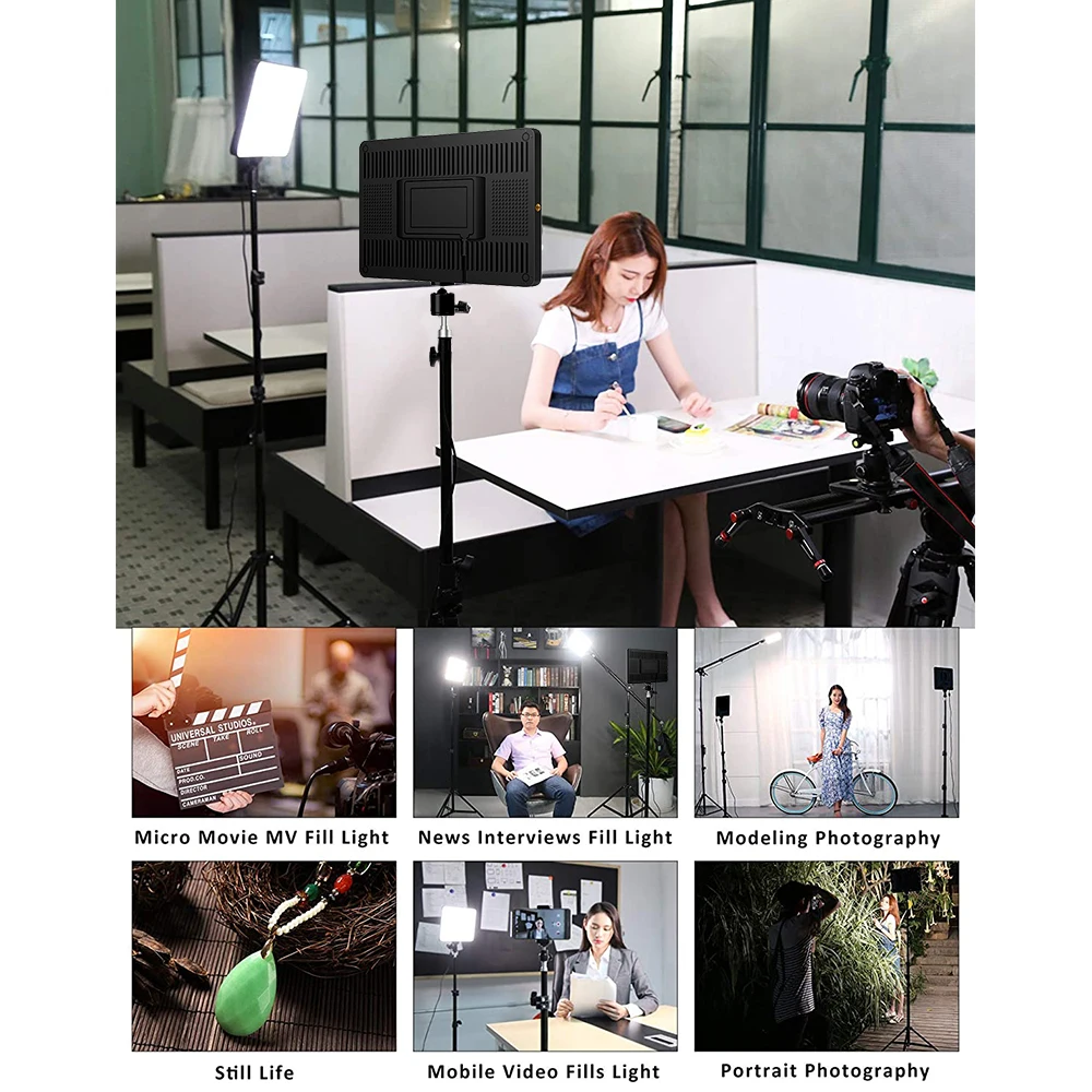 10 بوصة LED الفيديو الضوئي لوحة عدة الاتحاد الأوروبي التوصيل 2700K-5700K التصوير الإضاءة مع ترايبود حامل ذراع للبث المباشر مصباح صور الفيديو