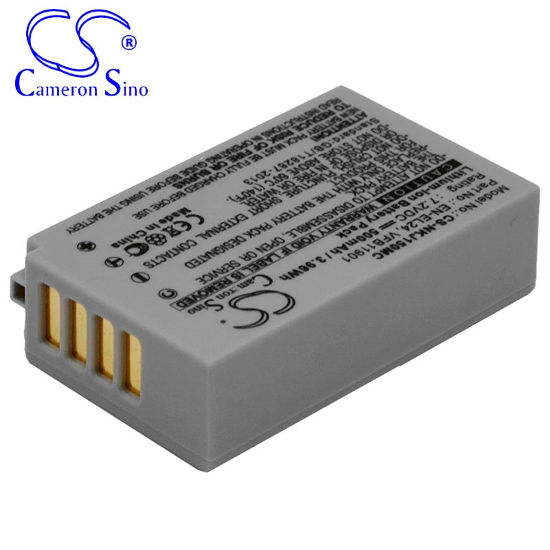 CameronSino Battery for Nikon 1 J5 fits Nikon EN-EL24 VFB11901 Digital camera Batteries 500mAh/3.96Wh 7.20V Li-ion Grey