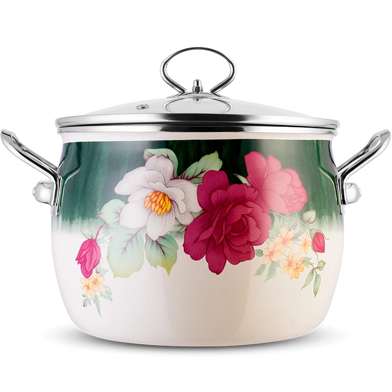 

Кастрюля для супа, эмалированная кастрюля, кастрюля для тушения, нержавеющая сталь, стандартная кухонная посуда, бойлеры, пароварка, антипригарная Кастрюля, 22 см