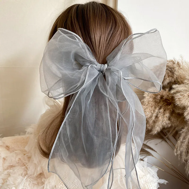 2022 New Fashion Barrette Bow Hair Clip Korea Fairy Organza Lace Ribbon Cute Hairpin For Woman Girls Headwear Hair Accessories