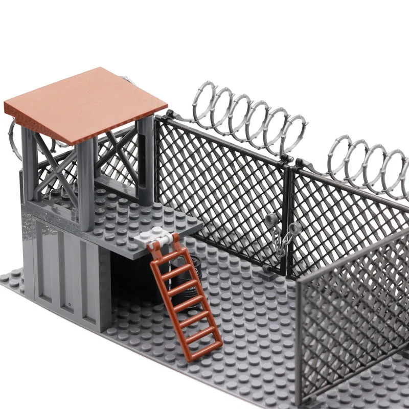 

Zombies The Walking Dead Wire Mesh Prison Post City SWAT Building Blocks Figures Bricks Education Toys for Children Kids Gifts