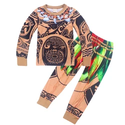 New autumn MOANA Cartoon Baby Boys Clothes Toddlers Kids Girls Nightwear Pajamas Set Sleepwear Halloween Homewear Clothing Suit