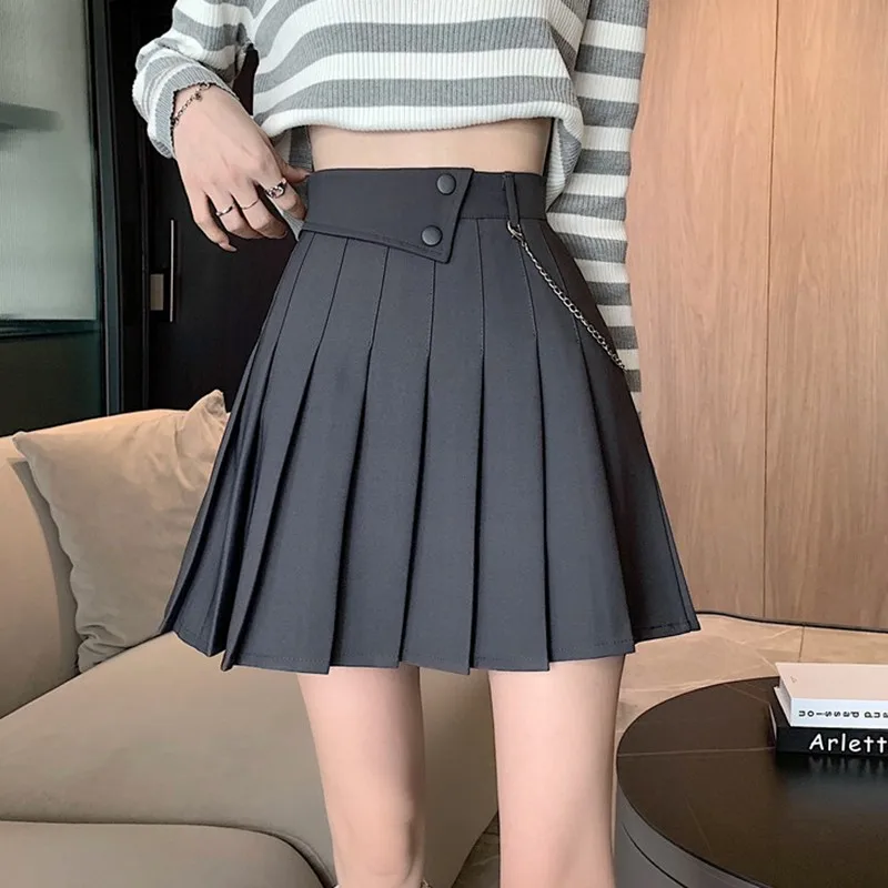 High Waist Pleated Mini Skirts Women New Arrival 2022 Spring Korean Style Solid Color All-match Ladies A-line Short Skirt W816