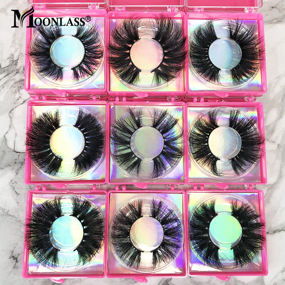 New Wholesale Fluffy 25MM Mink Eyelashes Box Package Dramatic Lashes Mink Beauty Handmade False Eyelash Vendor