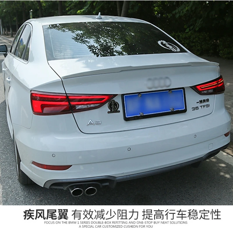 For Audi A3 S3 8v Sedan 2014 2015 2016 2017 2018 2019 2020 ABS Material Primer Color Tail Wing Decoration Rear Trunk Car Spoiler