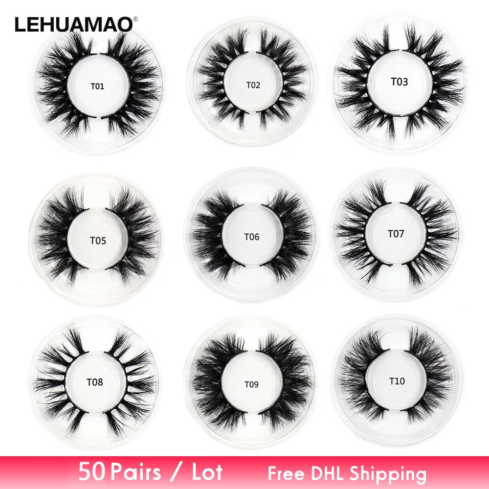 Free DHL 50pairs Eyelashes 3D Mink Lashes Handmade Mink Dramatic Lashes cruelty free reusable lashes soft cross lashes wholsale