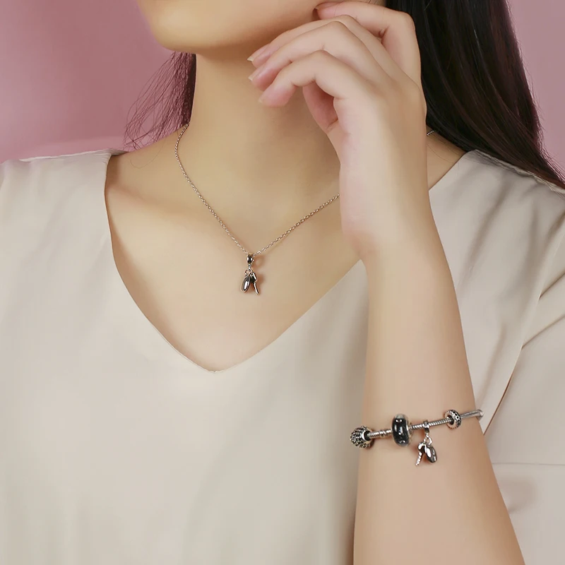 SG Key silver Charm with black Enamel Charm 925 Sterling Silver fashion Charms Jewelry for DIY Charms Bracelet women gifts