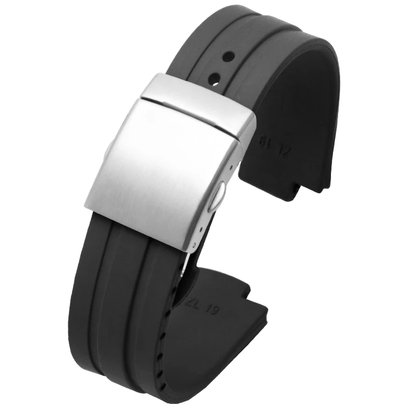 24*11mm Waterproof Watchband Rubber Silicone Strap for Oris Watch Diving Sport Watchstrap Black for AQUIS Bracelet Double Buckl