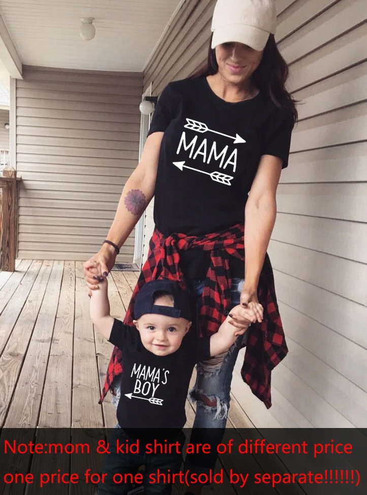 1pcs Mommy & Me Shirts Mama and Mamas Boy Mom and Son Matching Shirts Mama\'s Boy Mama with Arrows Mom of Boys Boy Mom Outfits