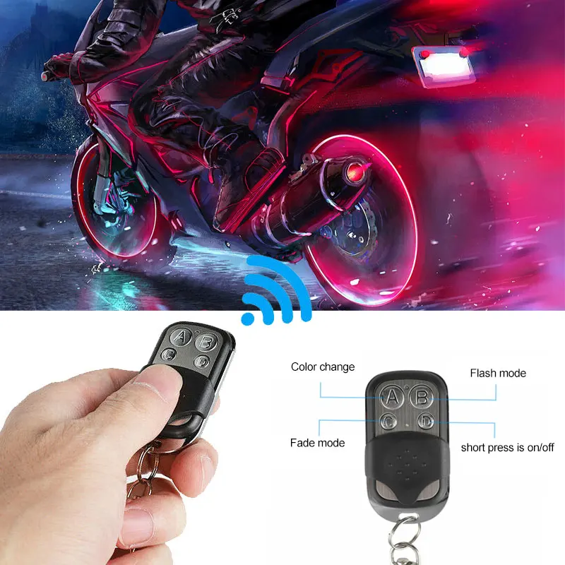 12Pcs Motorcycle 120LED 5050SMD RGB Waterproof Ultra-Flexible Under Glow Lights Strip Neon Kit + Remote For Yamaha For Hodna