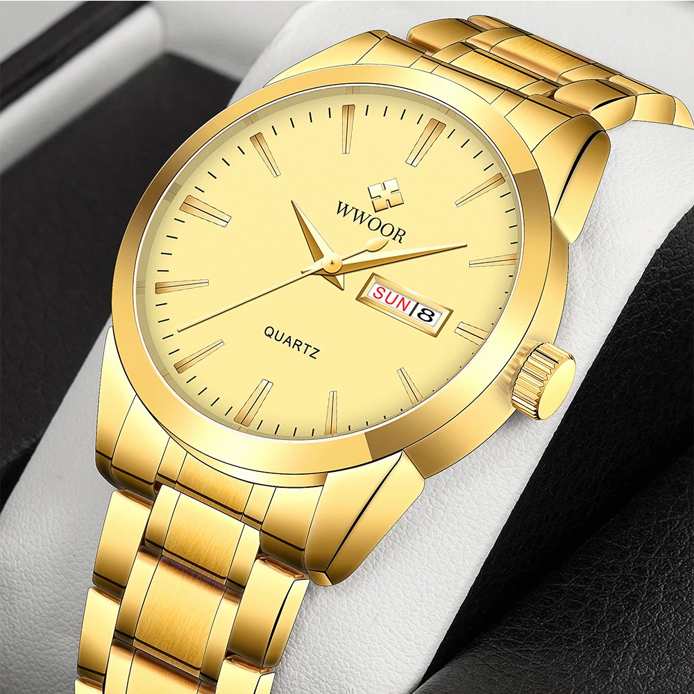 WWOOR Men's Watch 2024 Classic Business Watch Waterproof Quartz Wristwatch Casual Date Display Clock Calendar Relogio Masculino