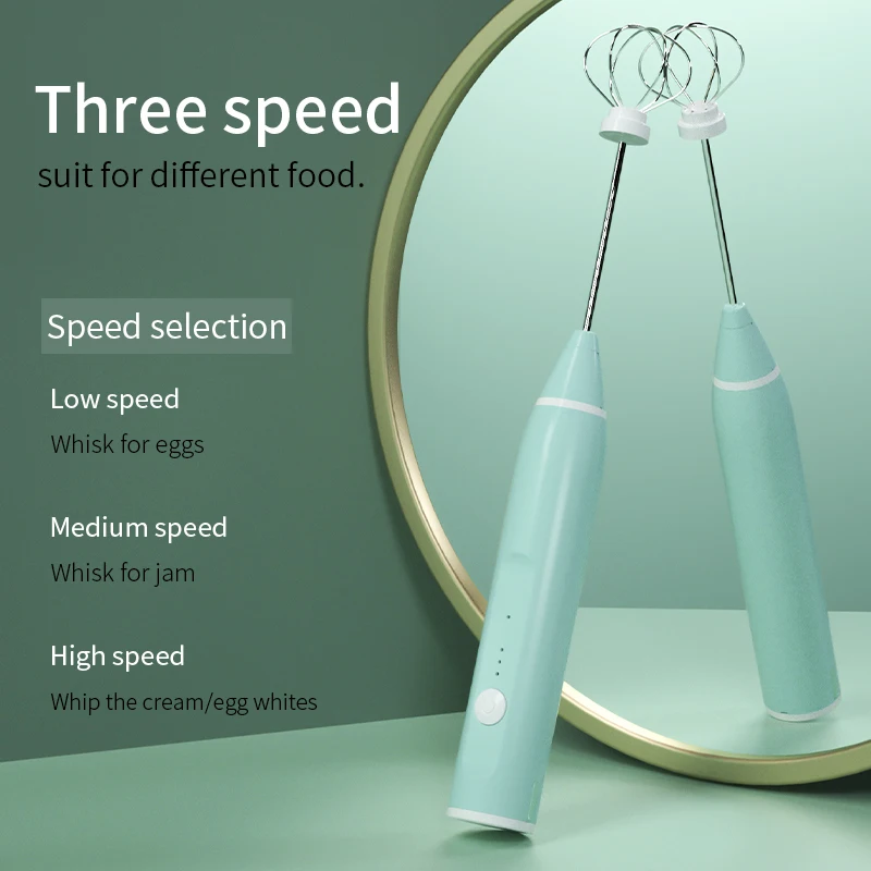 3-geschwindigkeiten Elektrische Schneebesen Kaffee Milch Mischer Köpfe Schneebesen Edelstahl-düse Rührer USB Aufladbare Handheld Lebensmittel Mixer Schneebesen