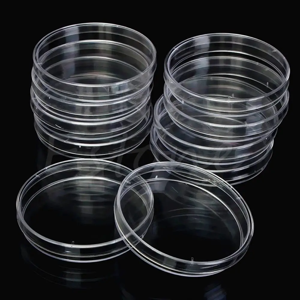 Plásticos Pratos de Petri Estéril, Prato de Cultura de Bactérias com Tampas, Laboratório Biológico Científico Material Escolar, 55x15mm, 10Pcs