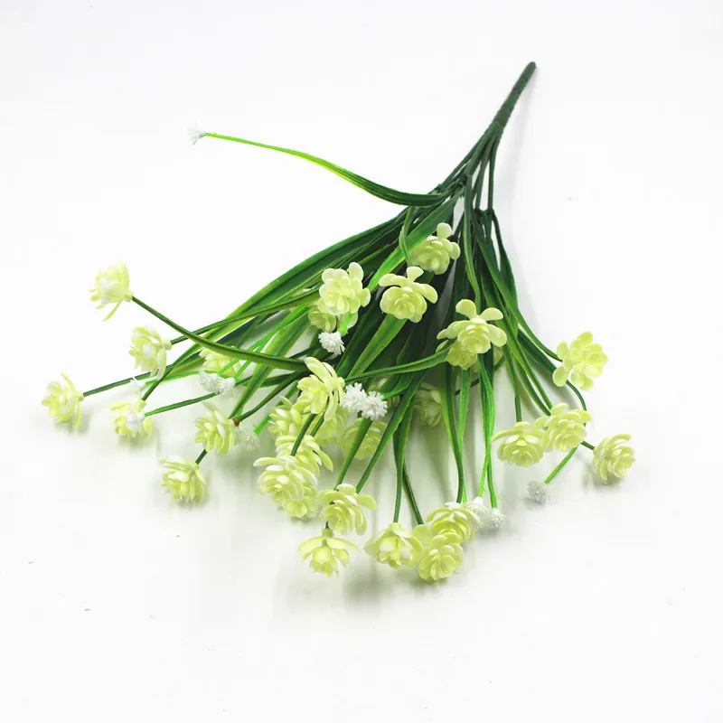 

7-Fork Waterweed Gypsophila Plastic Artificial Flower Potted, Home Decor, Garden Fence, Wedding Flower Arrangement Accessories